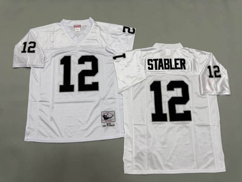 Men 2025 Nike Oakland Raiders #12 Stabler white Throwback Limited NFL Jersey style 004